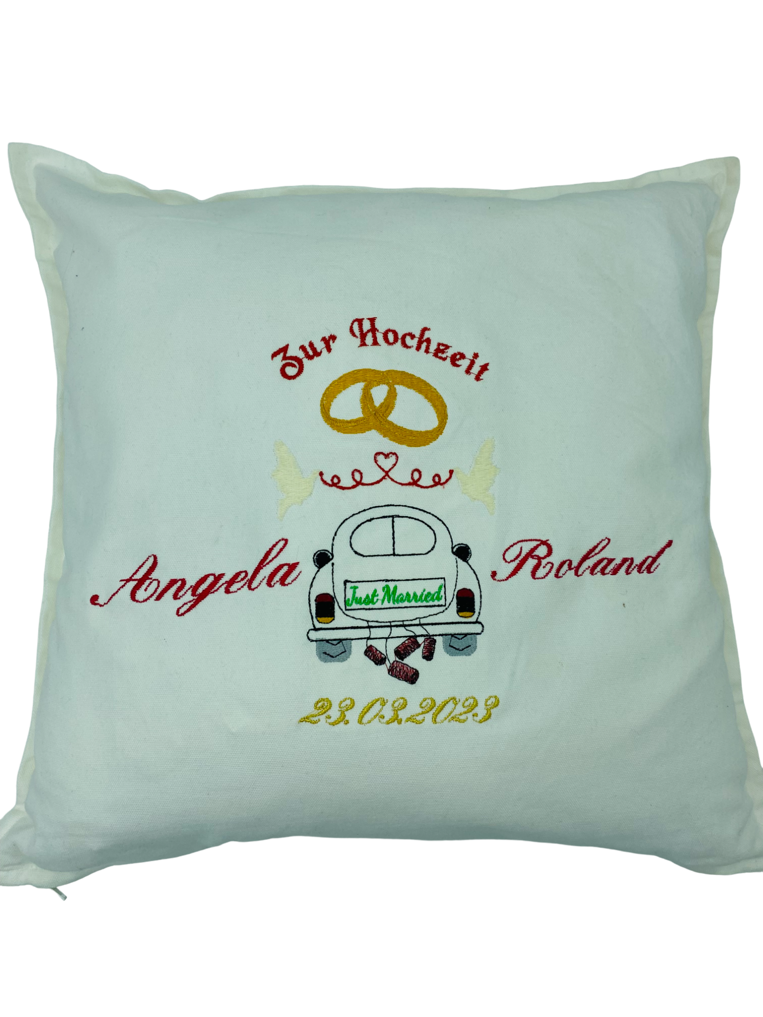 Hochzeitspolster bestickt als Hochzeitsgeschenk Hochzeitspolster bestickt als Hochzeitsgeschenk